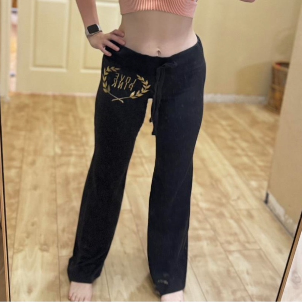 Vintage Victorias Secret Love Pink Black Sweat Pants